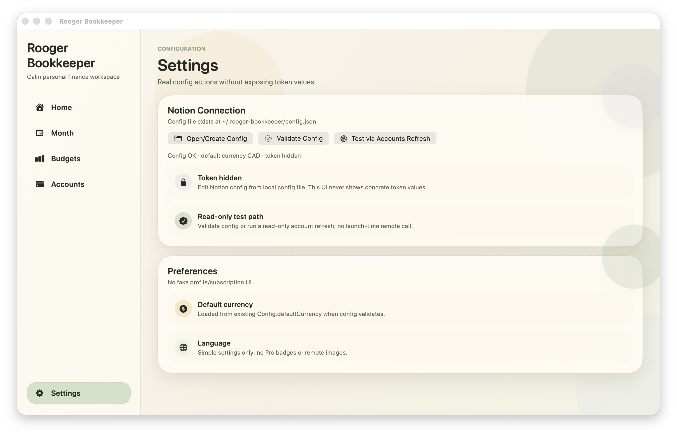 Rooger macOS settings and sync management screen in English